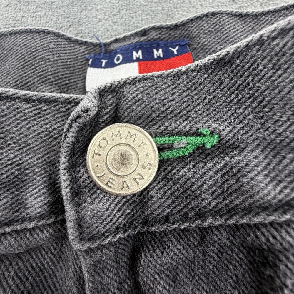 Tommy Hilfiger Jeans Mens 12 Gray Vintage Straight Leg Denim 90s Style USA Flag - Picture 3 of 10